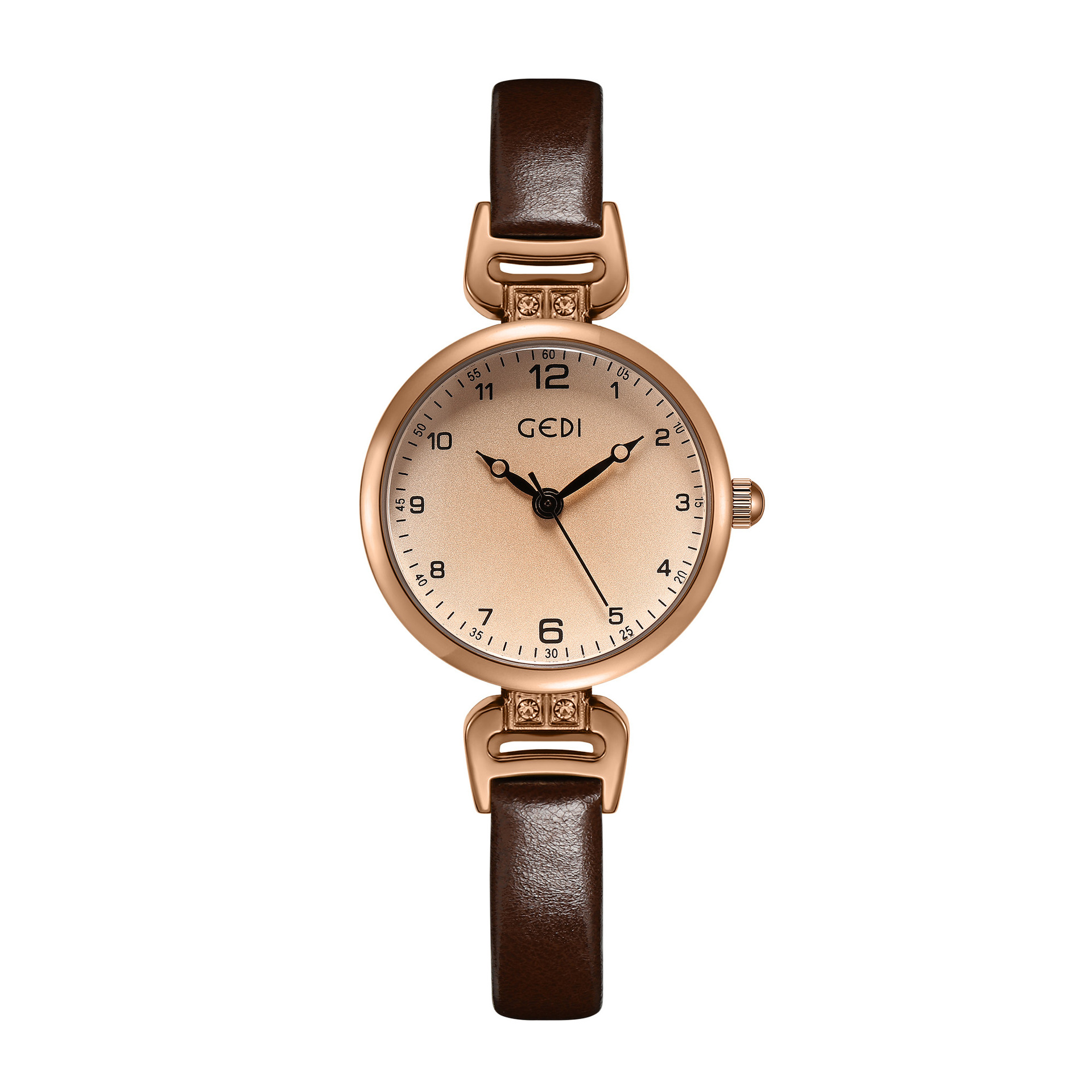 Wholesale of Godi retro-style round women's watches with fine straps, simple and elegant, student skin with quartz waterproof women's watches Item Picture