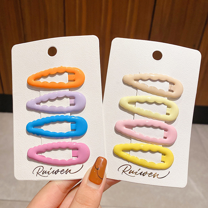 Colorful wavy water drop bb clip, cute girl hair clip, new autumn and winter style bangs side hair clip, hair clip headwear