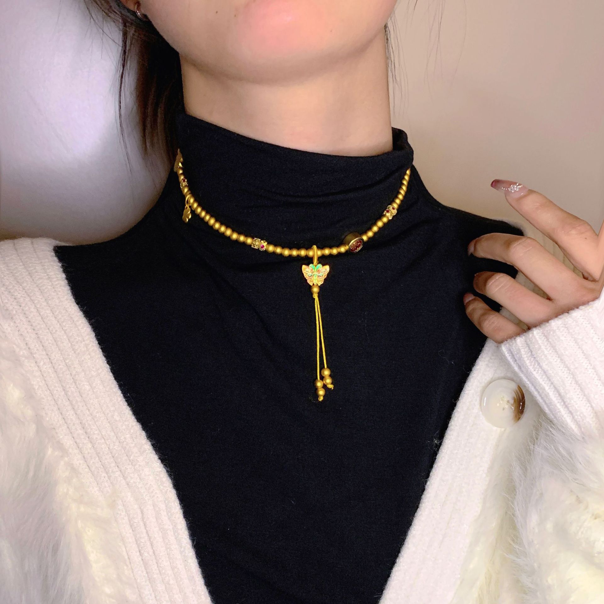 现货批发小众设计电镀K金蝴蝶项链ins时尚百搭潮项链轻奢义乌饰品