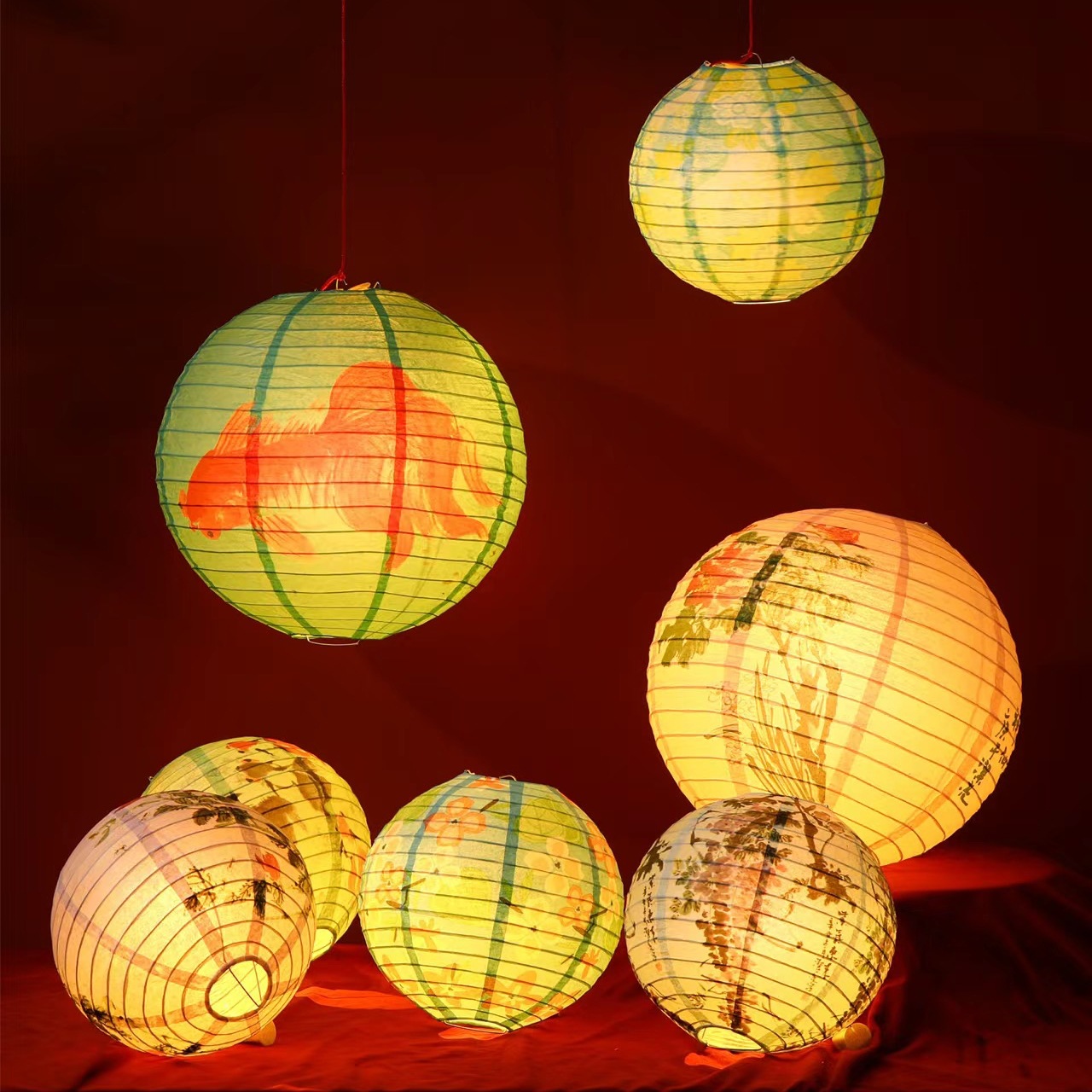 Dragon Boat Festival Mid-Autumn Festival National Tide Ancient Wind Paper Lantern Carrying National Wind Props Shopping Mall Traditional Decoration Scene Layout Lanterns details Picture