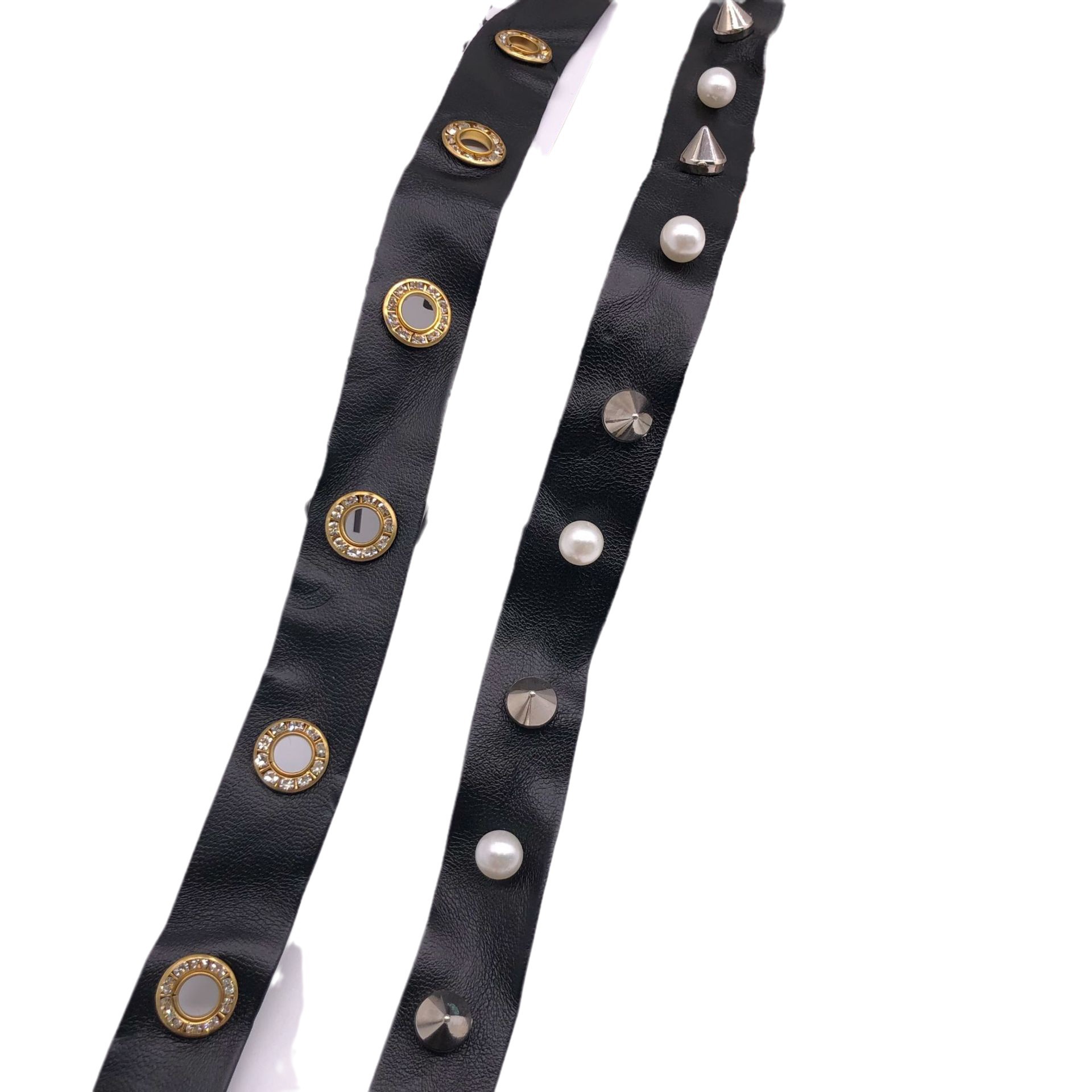 New Spot Europe And The United States Fashion Rivet Clothing Accessories Wholesale Composite Pu Laminate Copper Buckle Air-Eye Webbing Item Picture