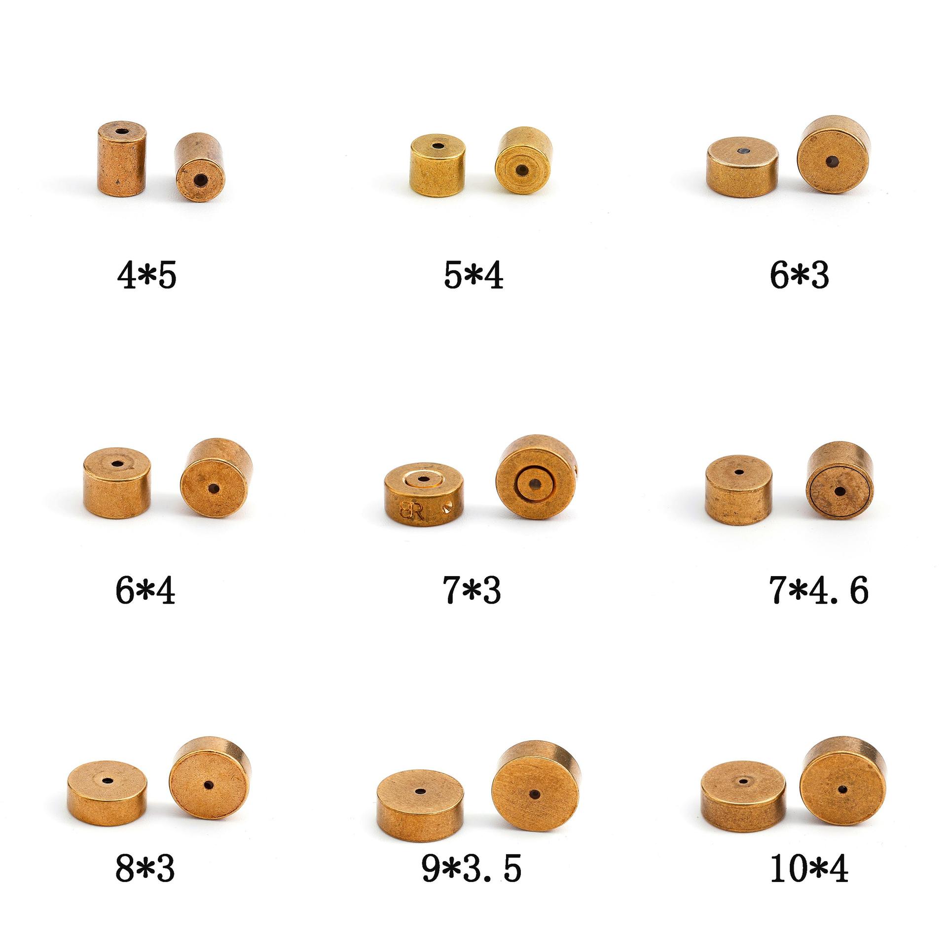 Cylindrical ear studs, ear plugs, pure brass, high-quality earrings, back stoppers can be engraved with characters and logos, accessories for lathes Item Picture
