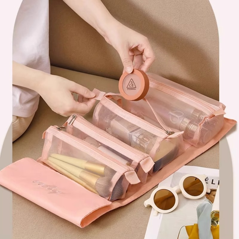 Cosmetics storage bag Premium sense at any time to carry skin care storage bag can be split 4-in-1 folding storage bag Specification drawing