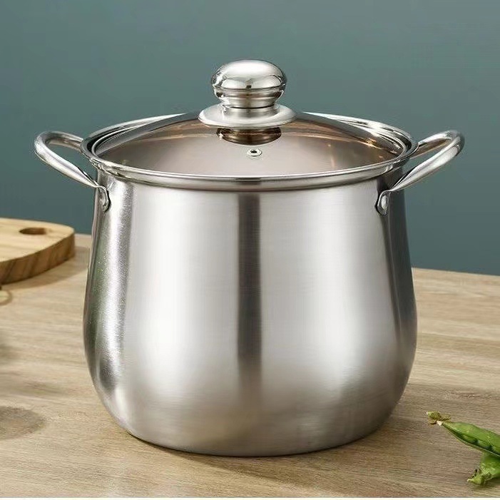 Stainless steel soup pot, shaking sound, non-stick pan, thickened household kitchenware, double-ear gas induction cooker, raised details Picture