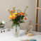 田园简约水晶玻璃花瓶客厅餐桌插花花瓶透明格纹鲜花圆直筒花瓶图