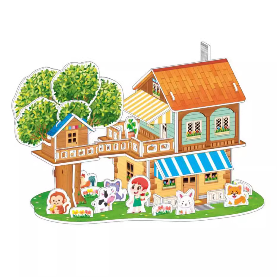 New DIY cute children's 3D jigsaw puzzle, educational colorful paper jigsaw puzzle toy, 3D jigsaw puzzle board, school gift Application Scenario