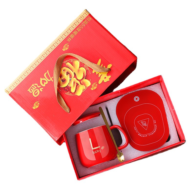 55度恒温杯/陶瓷杯白底实物图