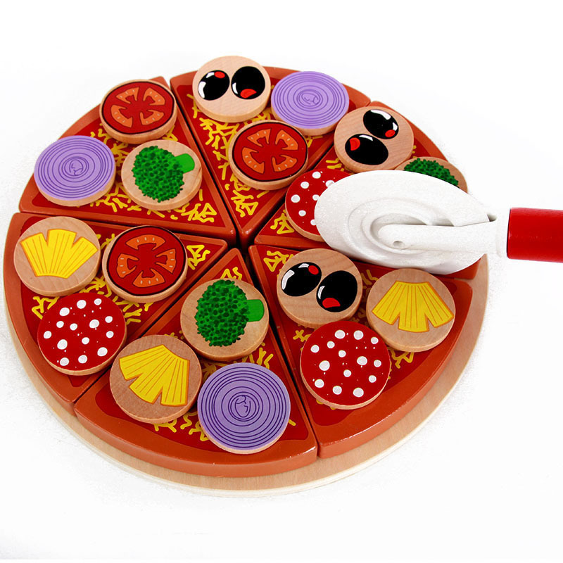 木质儿童过家家玩具水果蔬菜切切乐儿童切披萨仿真形状益智玩具批发详情图1