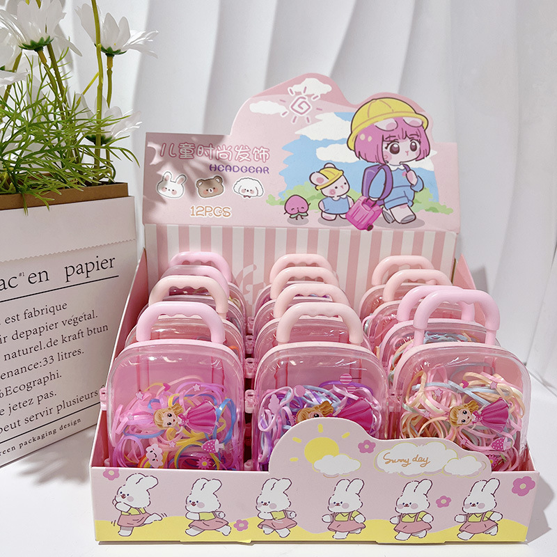 加强加粗耐用长拉不断儿童成年一次性皮筋彩色可爱创意拉杆箱造型