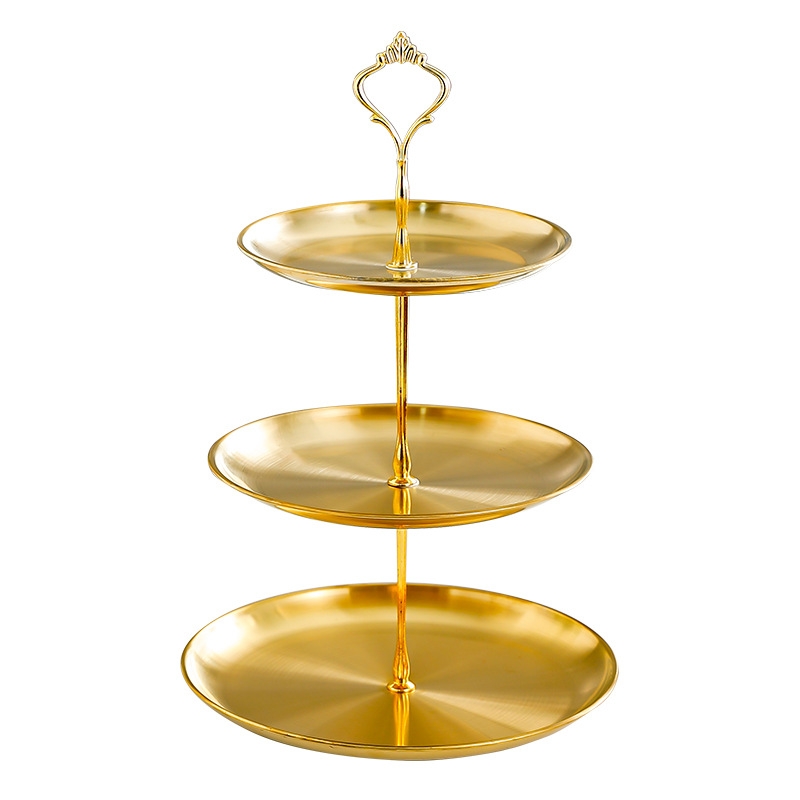 Cross-Border Stainless Steel Skewer Tray Multi-Layer Cupcake Tray Front Desk Confectionery Tray Hotel Household Multi-Layer Dim Sum Plate Item Picture