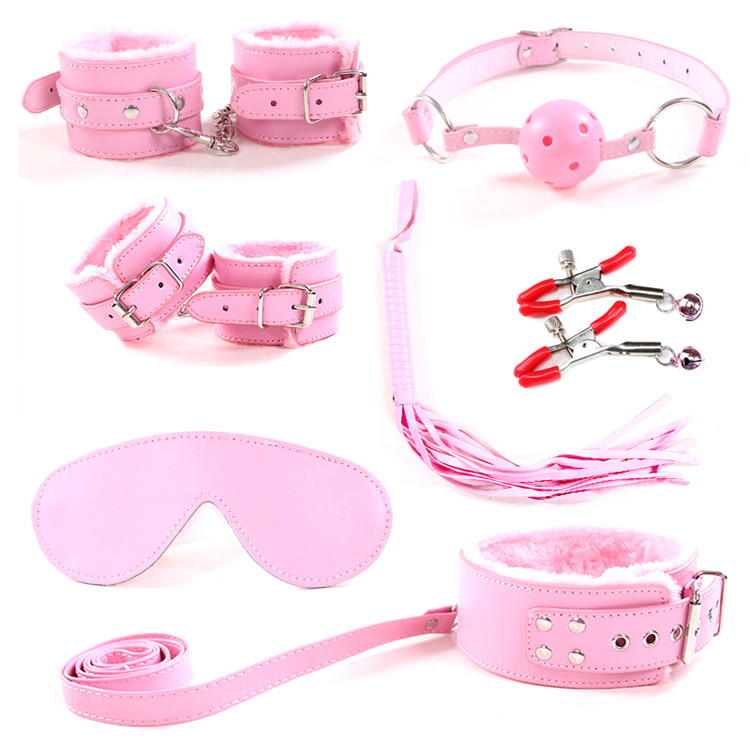 Adult sex toys online shop agent PU leather plush sex 7-piece set alternative sex toys sex toys sex underwear