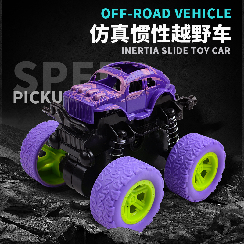 Wholesale children's inertial four-wheel drive off-road vehicles, shock-resistant and resilient small cars, baby toy cars, simulation model cars at street stalls details Picture