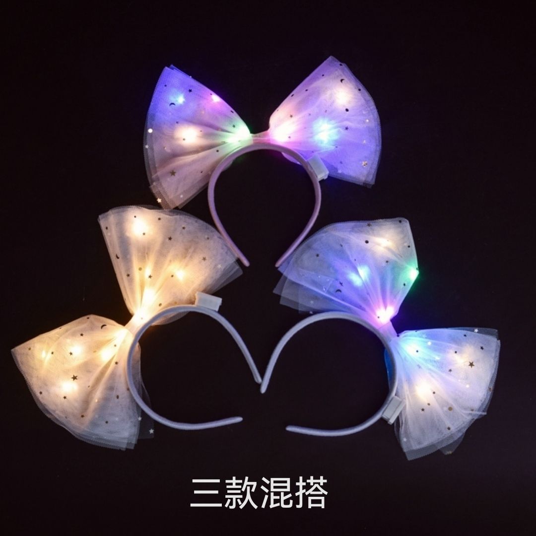 Internet celebrity headbands, bows, glowing hair bands, sweet photo shoots, fairy headwear, concert glow-in-night toys, wholesale at stalls