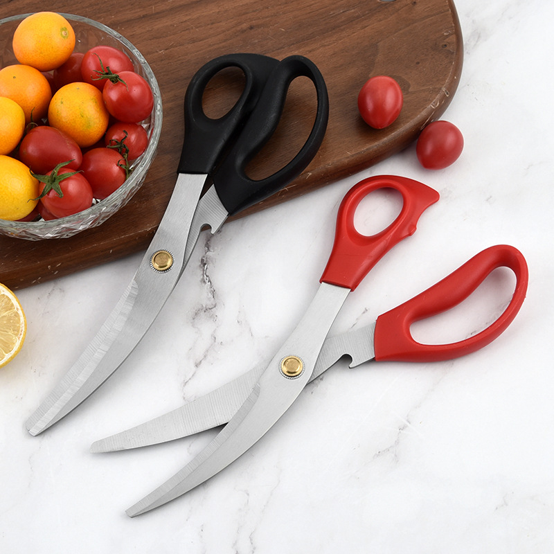 新款阳江厨房剪刀 不锈钢韩国烤肉剪 家用加长食物料理剪
