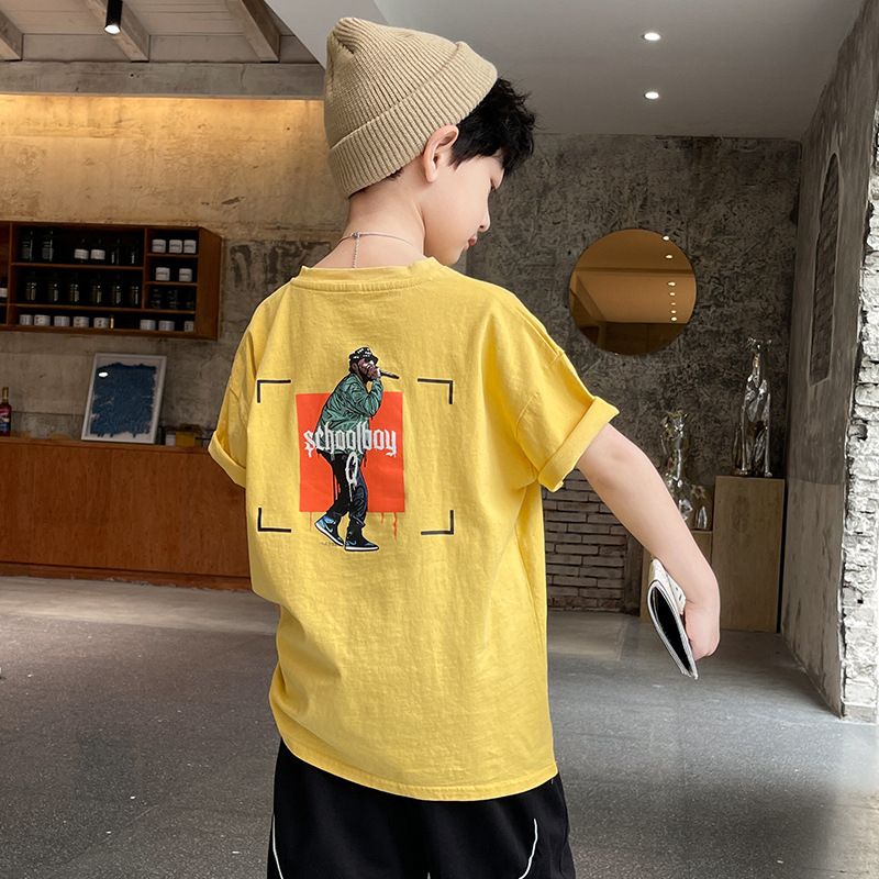 Boys' T-shirt, short-sleeved, pure cotton 2025 summer new style, trendy and cool children's street top, summer wear Application Scenario