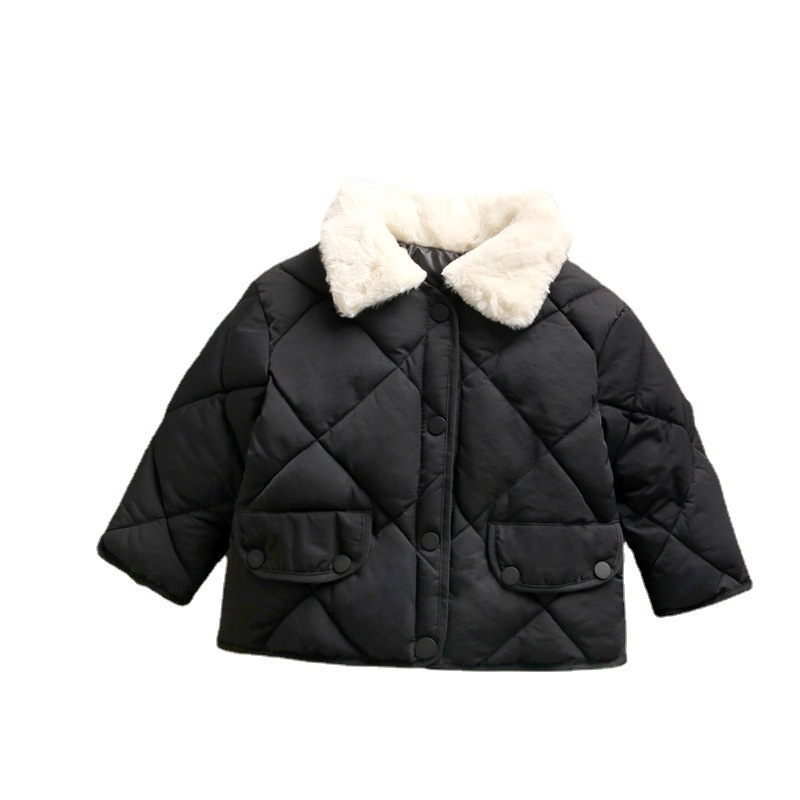 Amazon Children's clothing for autumn and winter: Korean-style down cotton-padded jackets for boys, girls and babies, thickened and warm wool-collared coats for winter wear Item Picture