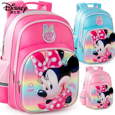 Disney Ocean Air Elementary School Minnie Bag 3D Breathable Blue Grade 1 To 4 Labor-Saving Birthday Girls Backpack