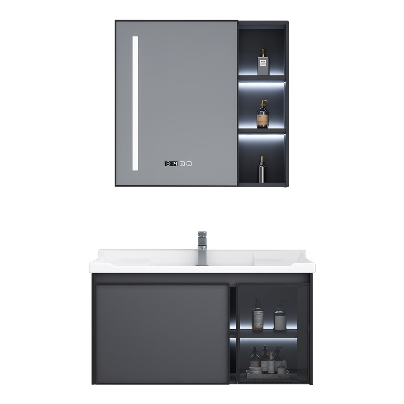 Rock Panel Bathroom Cabinet Combination Washbasin Cabinet Washbasin Cabinet Bathroom Aluminum Alloy Washing Table One Pool Simple Wind Item Picture