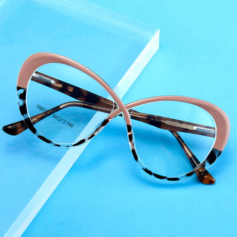 87189 TR90圆形板材眼镜框 时尚眼镜架 拼色防蓝光眼镜电脑眼镜框详情图1