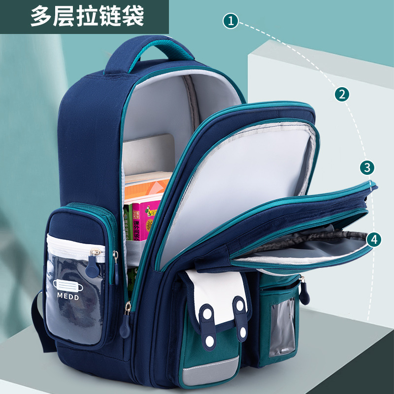 2024 New Primary School Students Multi-Layer Large Capacity Grade One To Six Oxford Cloth Backpack For Male And Female Students details Picture