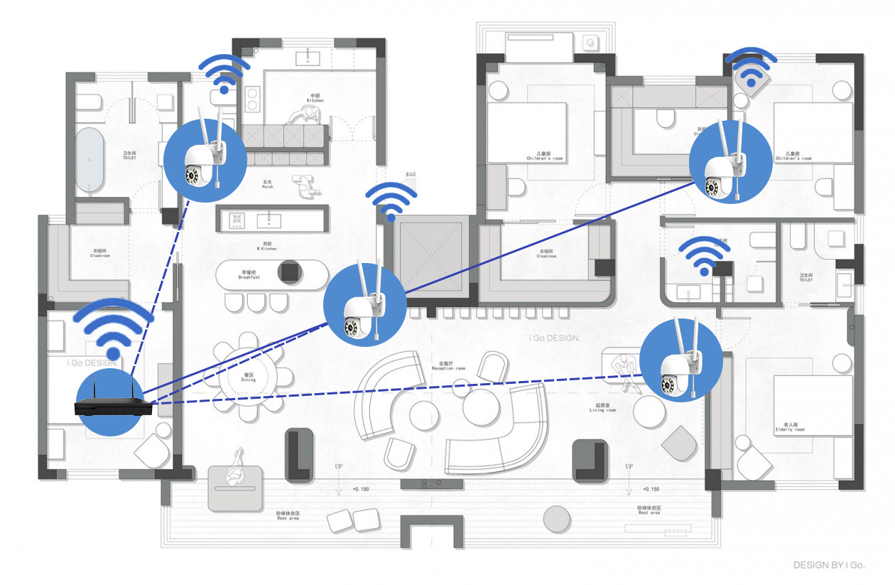 无线四路监控套装家用手机远程高清免布线攝像頭详情5