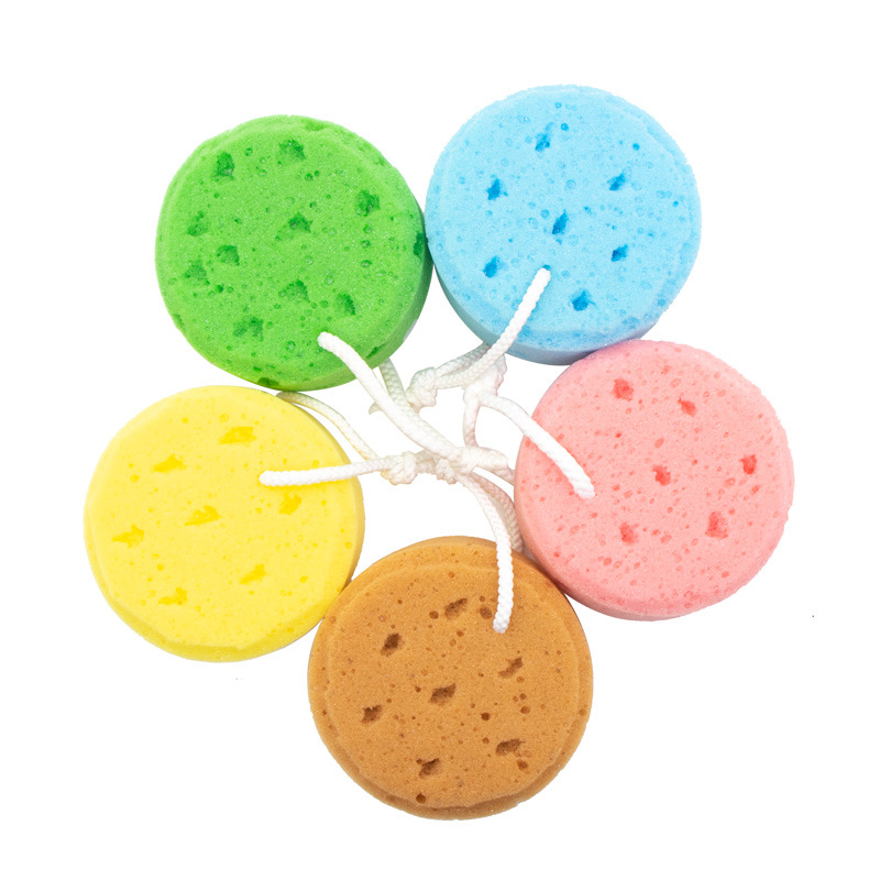 Round Bath Seaweed Bath Sponge Children Bath Sponge Honeycomb Foam Bath Products Item Picture