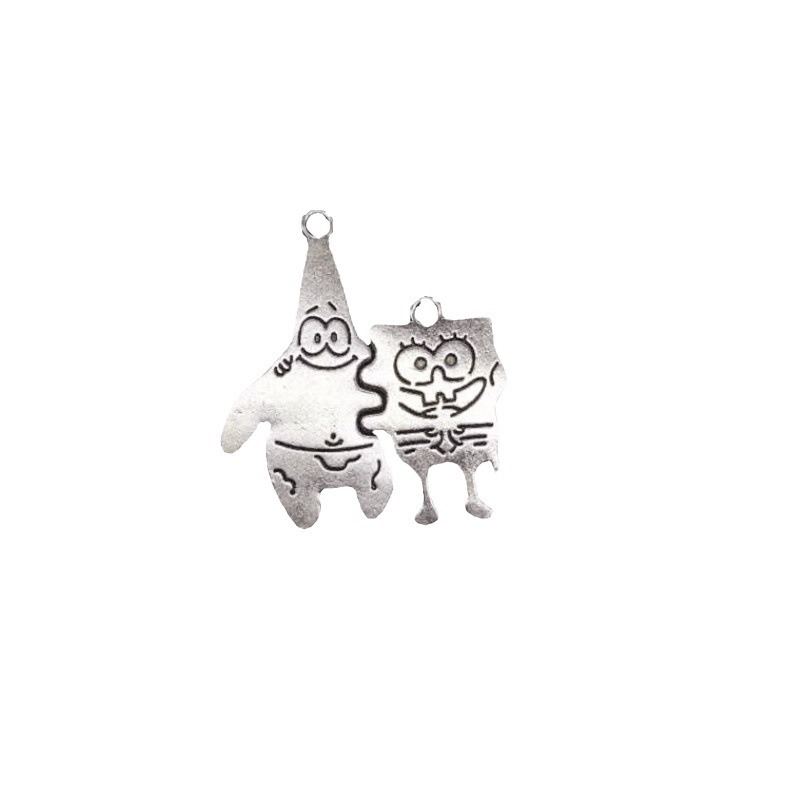 Spongebob SquarePants Pie Big Star Alloy necklace, trendy outfits for boys and girls, hip-hop pendant, sweater chain, couple Item Picture