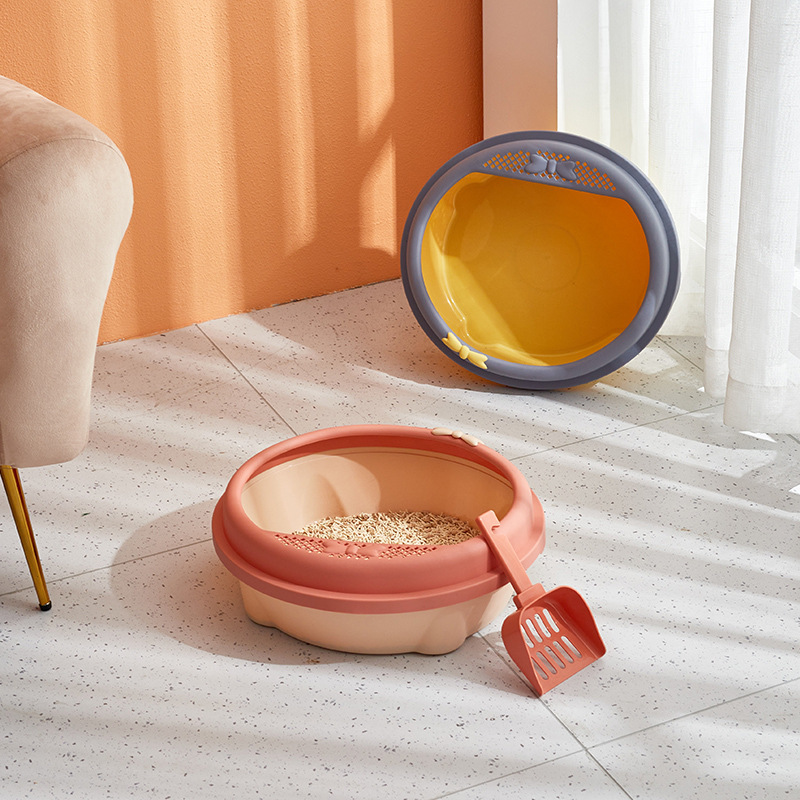Lavabo de arena para gatos semi-cerrado con drenaje de arena para gatos espacio extra grande a prueba de salpicaduras suministros para gatos pala de arena para gatos Specification image