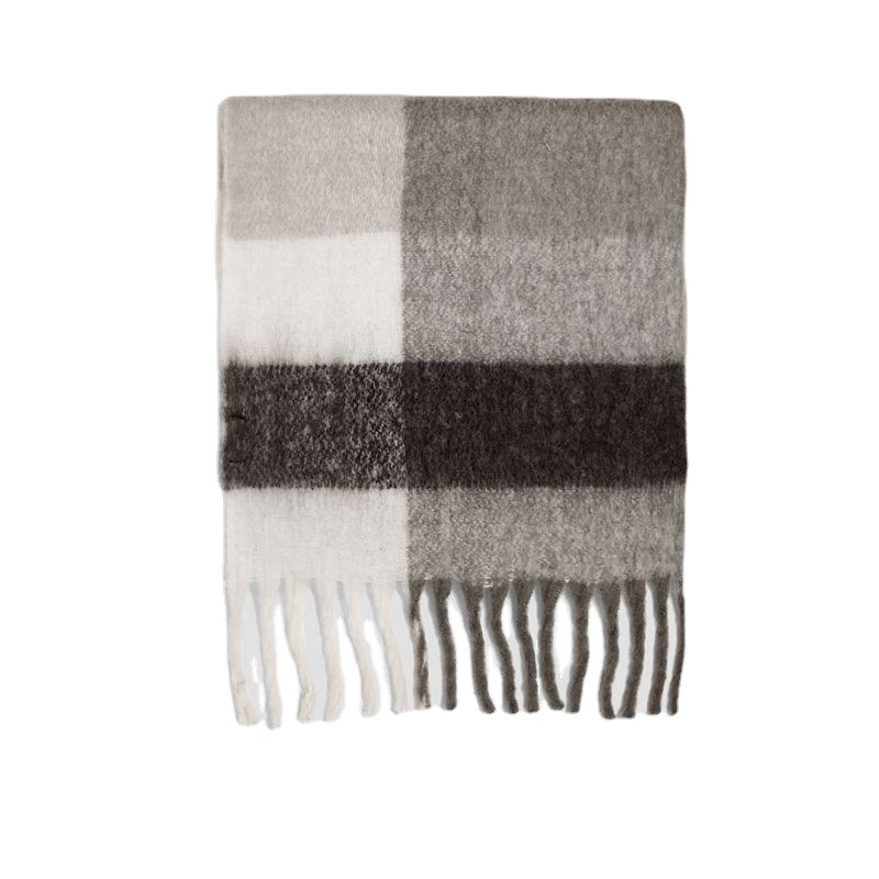 Z's autumn and winter thick checkered, thick beard, tassel imitation cashmere scarf, thick and warm large shawl scarf for foreign trade in Europe and America Application Scenario