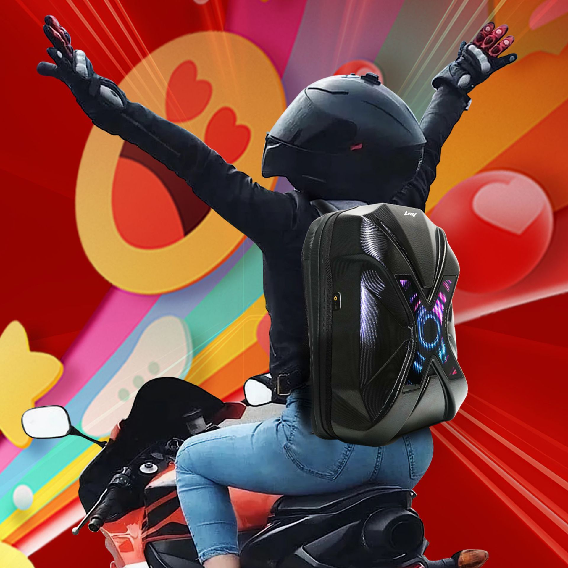 Motorcycle Led Riding Smart Backpack Diy Animation Leisure Bicycle Helmet Men's And Women's Backpack Trend Backpack Application Scenario