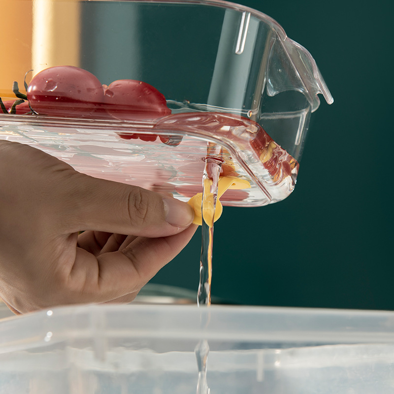 Wholesale thickened covered refrigerator preservation box, fresh food storage box, bottom water leakage port design, vegetable and fruit cleaning details Picture