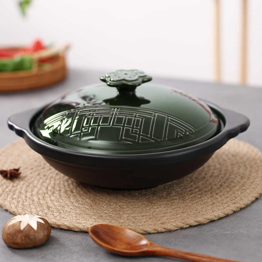 CNNB Chinese retro clay pot household high-temperature resistant shallow pot 煲仔饭 Special clay pot restaurant commercial ceramic details Picture