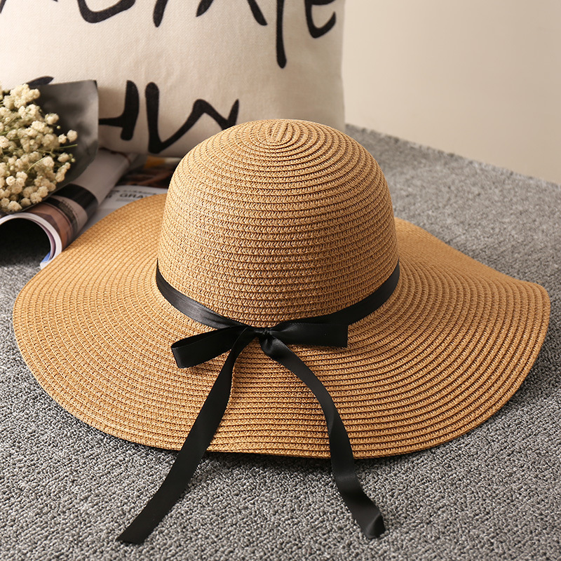 度假帽子海边大檐草帽女夏天沙滩帽小清新可折叠遮阳帽太阳帽详情图1