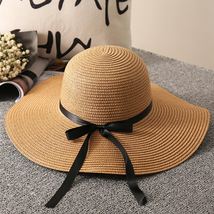 度假帽子海边大檐草帽女夏天沙滩帽小清新可折叠遮阳帽太阳帽