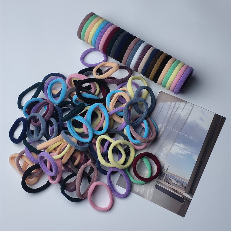 Cross-border 4CM high-elasticity hair band, hair tie, hair accessory, rubber band, hair tie, durable leather band, black hair tie Specification image