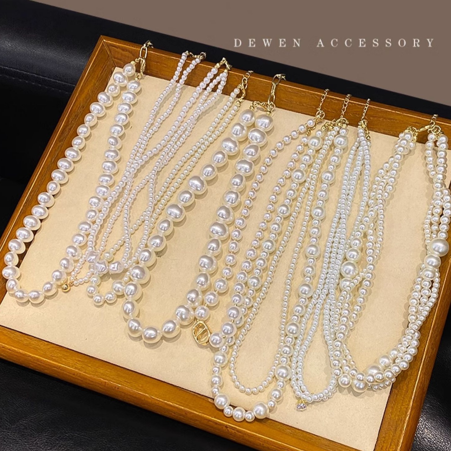 小香风多层巴洛克珍珠项链锁骨链复古轻奢小众颈链时尚配饰女款