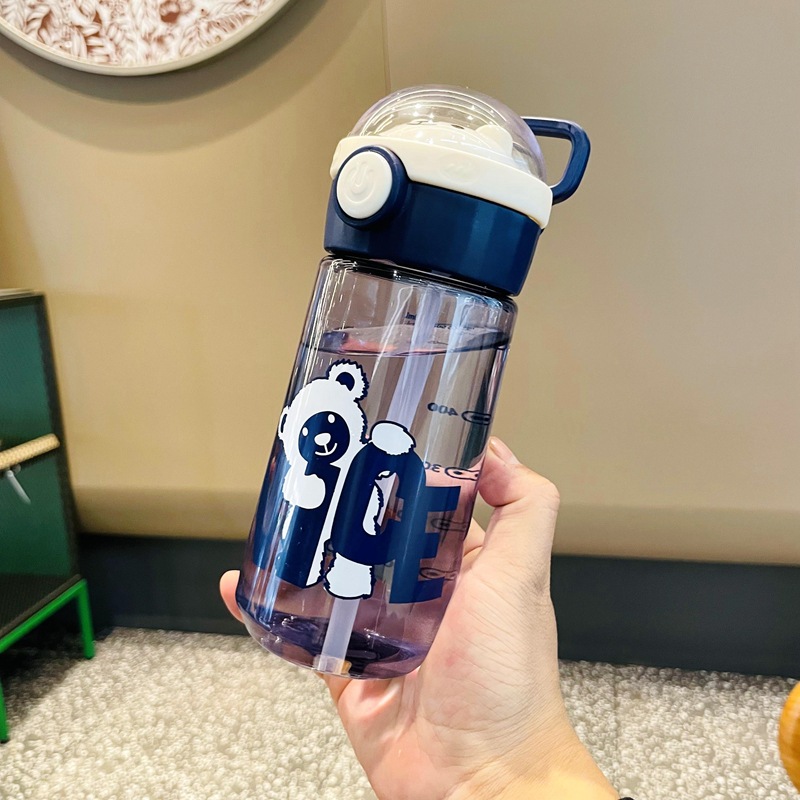 New portable children's water cup, new high appearance level with straw, primary school students' water cup, men's and women's outdoor sports anti-drop Specification image