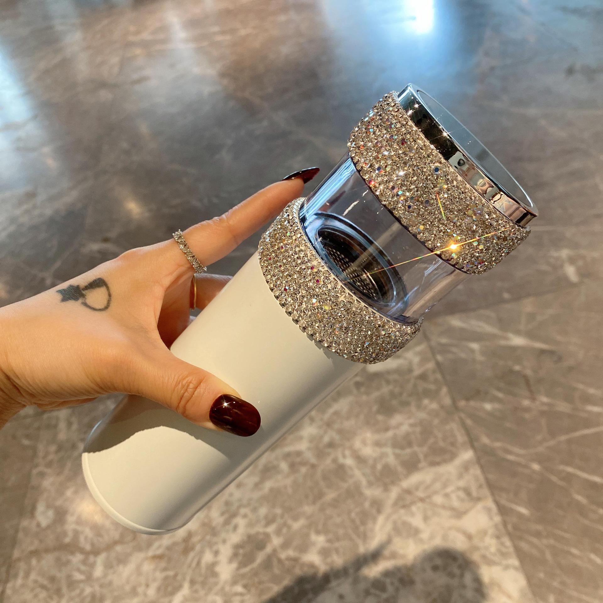 智能保温杯茶水分离泡茶杯高颜值轻奢镶钻316不锈钢水杯家用便携