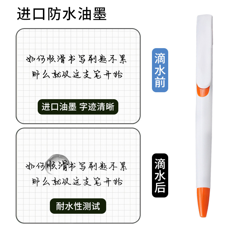 Cross-Border Foreign Trade Press Ballpoint Pen Press Advertising Pen Oil Pen Wide Pen Clip Gift Pen Can Print Logo Two-Dimensional Code Application Scenario