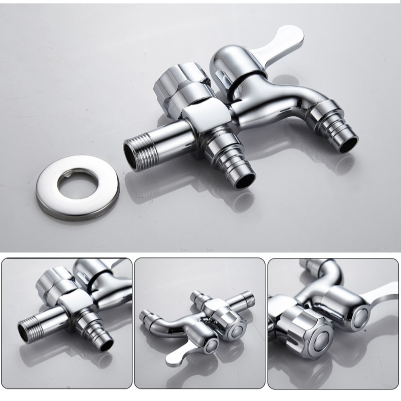 Dual-purpose 4-point washing machine faucet, single cooling, extended multi-purpose mop sink faucet, one in and two out, three-way joint details Picture
