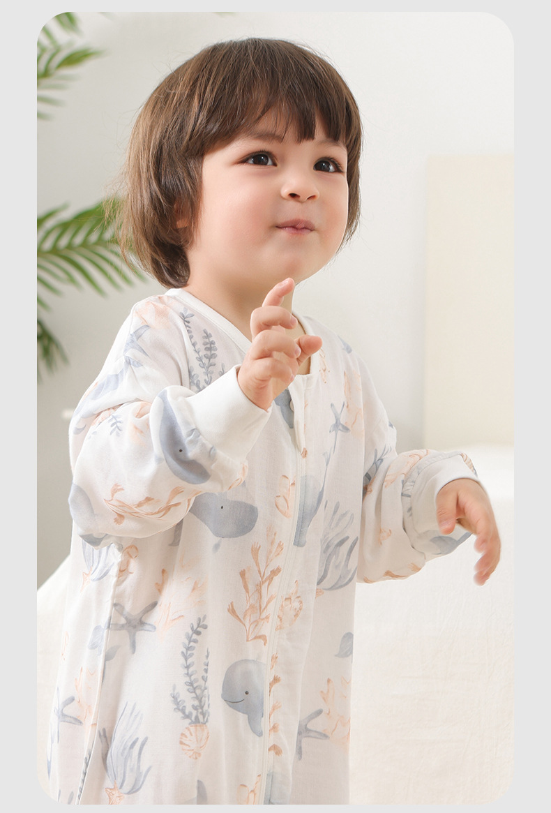 Baby sleeping bag, summer bamboo cotton gauze split sleeping bag, baby summer Class a one-piece suit, anti-kick quilt for toddlers, pajamas pic 27