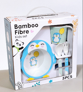 Children's tableware set cartoon bamboo fiber