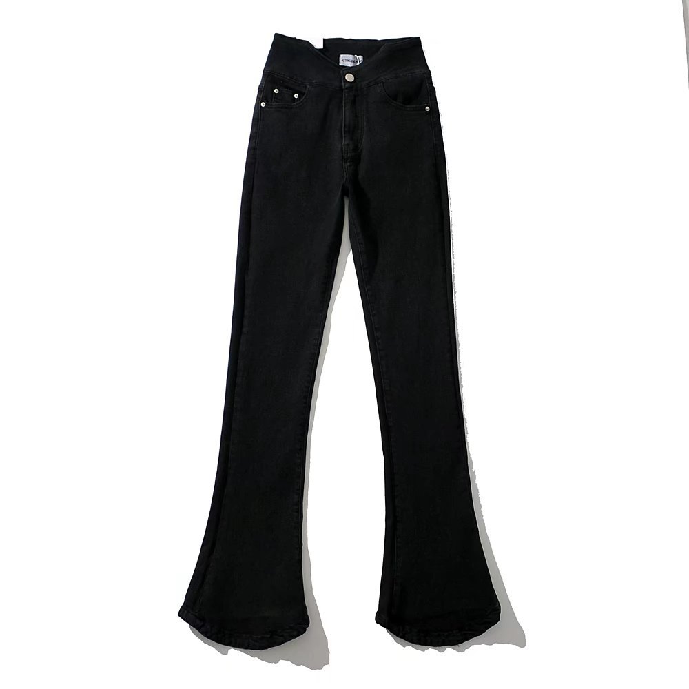 ins hot girl cintura alta flacherita pantalones vaqueros mujer otoño invierno cuello V cintura lifting cadera slim stretch mop pantalones Specification image