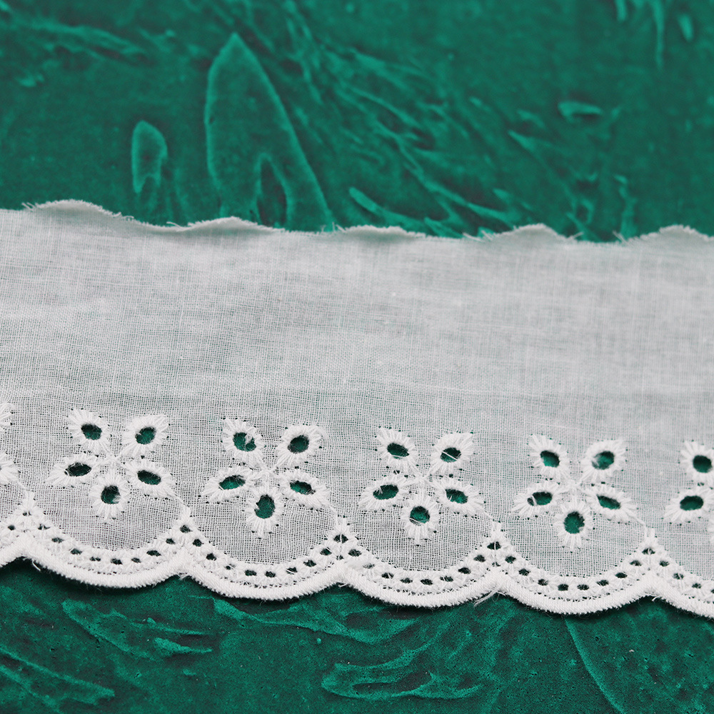 Flower Embroidery Lace Cotton Lace Lace Accessories With Five Hole Side Whipstitch Decorative Clothing Diy Fabric Cloth Fabric Of Chinese Style Wedding Dress Fabric Cloth For Clothes Application Scenario