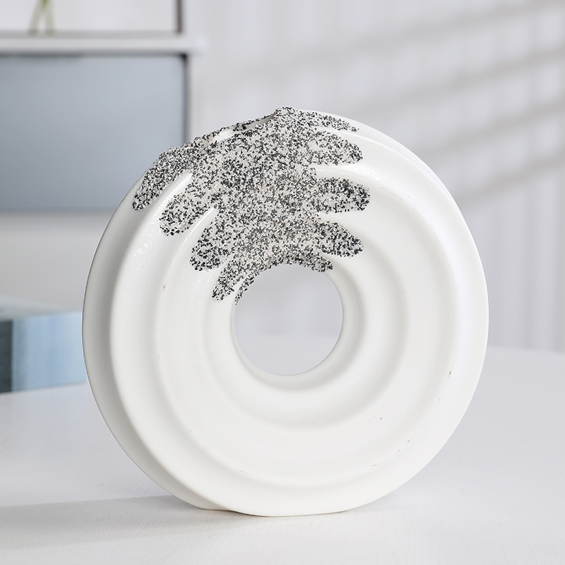2025 European-style light luxury retro round creative ceramic vase, simple bedroom home entrance flower arrangement, handicraft vase, home decoration Specification image