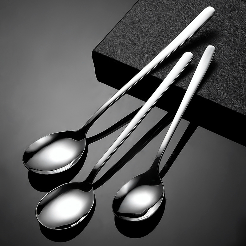 Korean 304 Stainless Steel Spoon High Appearance Level Thickened Dessert Spoon Household Stainless Steel Rice Spoon Soup Spoon Pasta Fork Application Scenario
