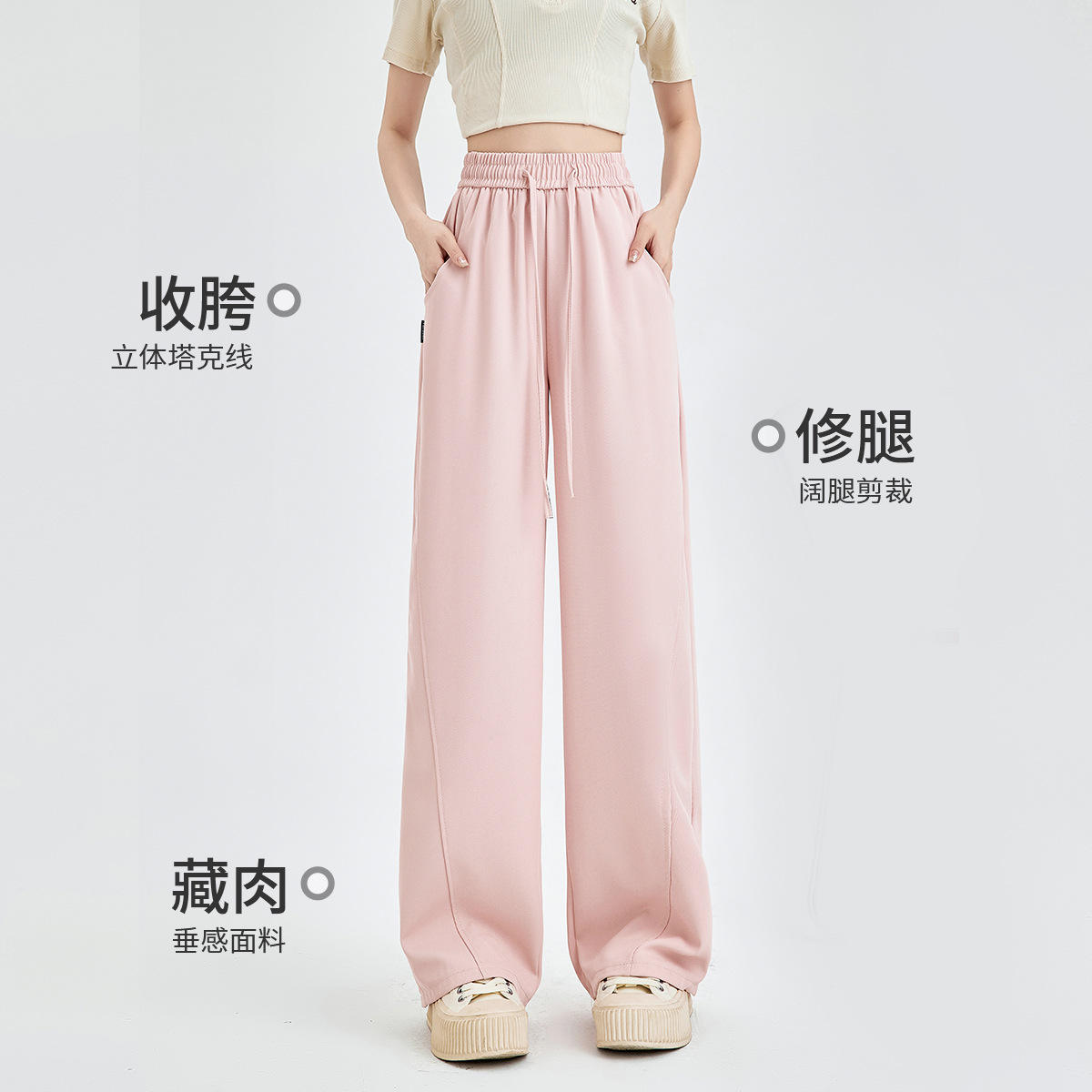 运动短裤/裤子/短裤/工装裤女高腰休闲/棉麻裤女宽松休闲产品图