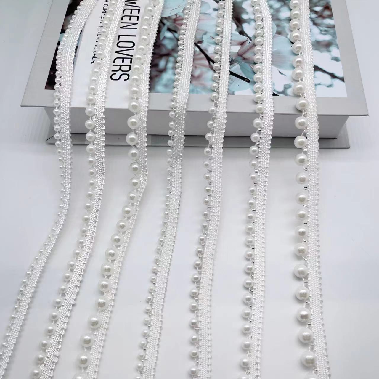 Manufacturers Wholesale Diy Clothing Accessories Decoration Cheongsam Decoration Hand Nailed Bead Edge Bar Code Pearl Ribbon