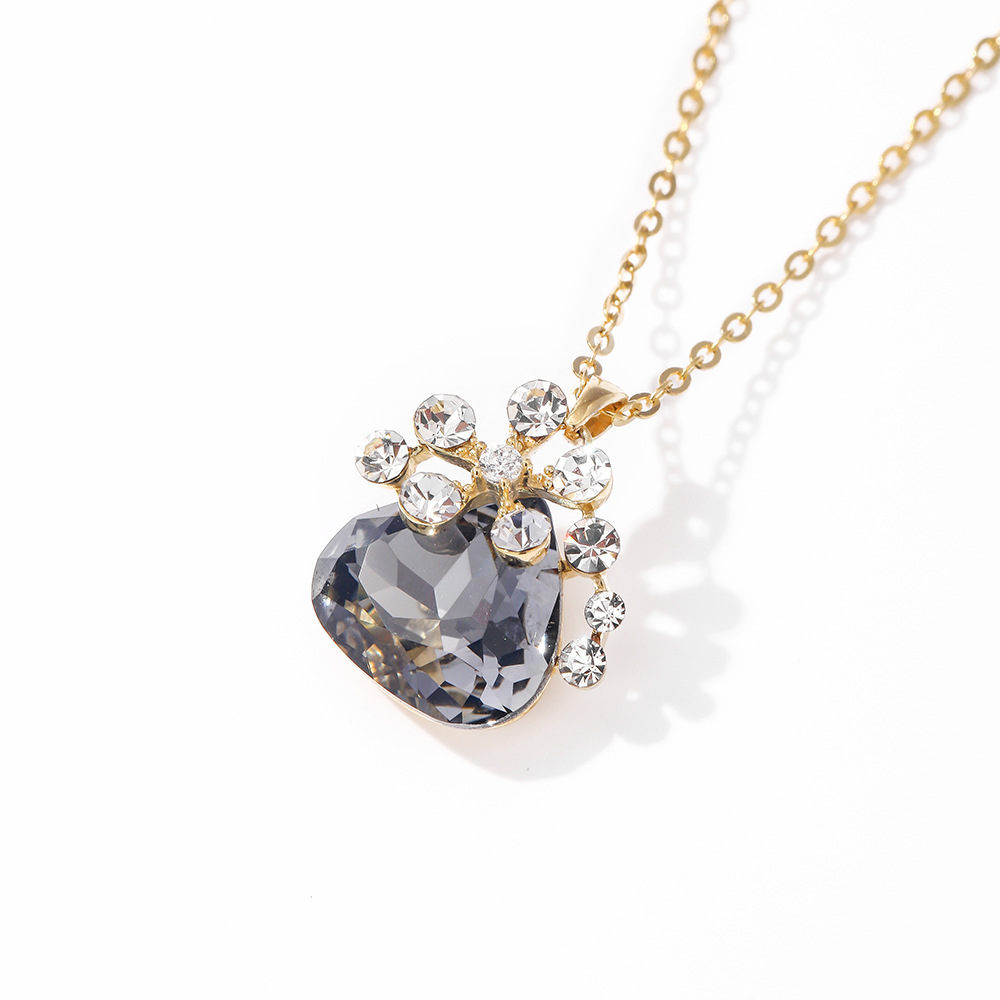 Long Drop Purple Chain Gold plated 925 Silver necklace Big Name micro gem East Gate women's geometric collarbone chain full figure