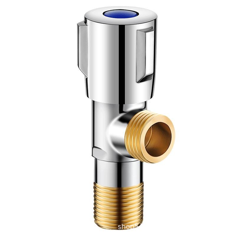 High-quality copper Angle valve, hot and cold water switch, household one inlet two double outlet large flow stainless steel 4-minute ball valve Angle valve Item Picture